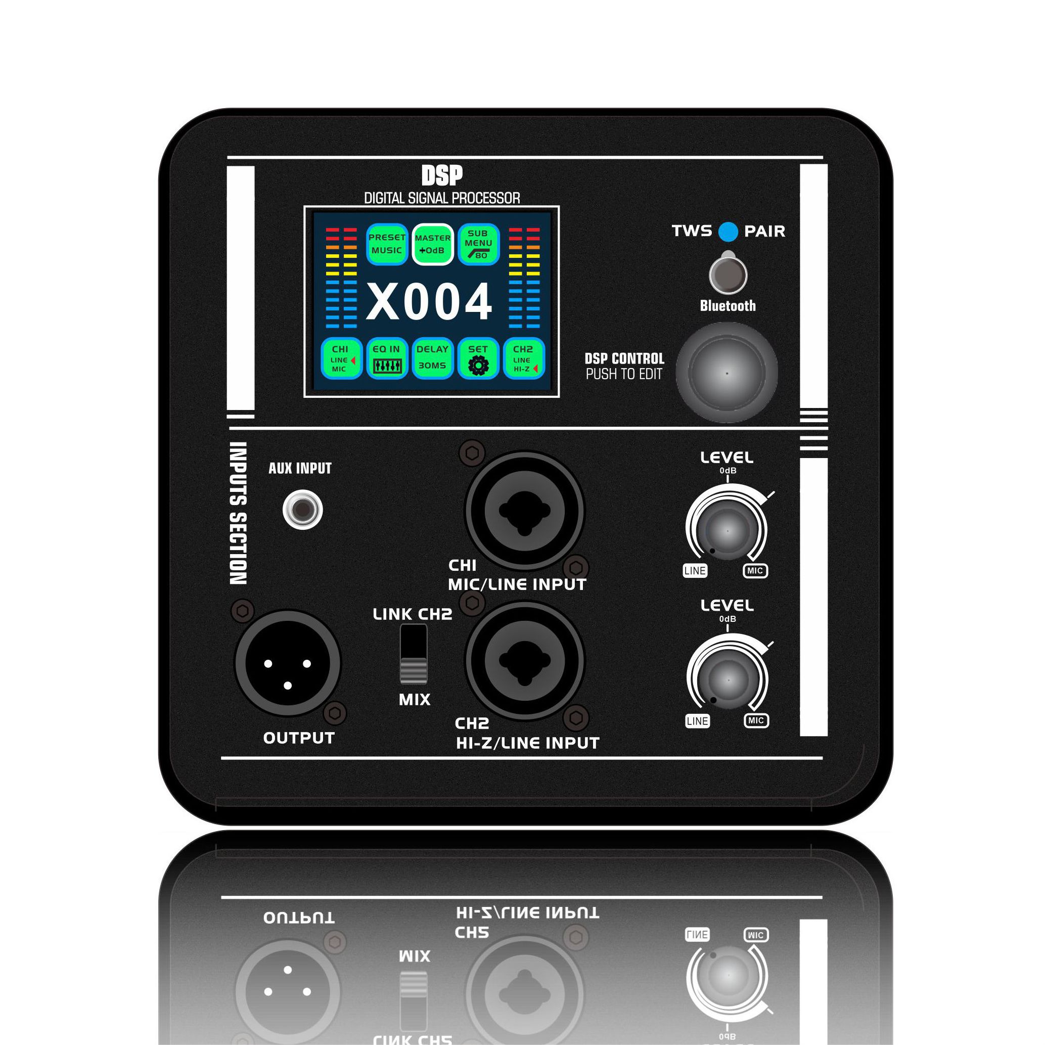 Amplificateur de haut-parleur actif 2 voies à écran couleur DSP2408 avec DSP