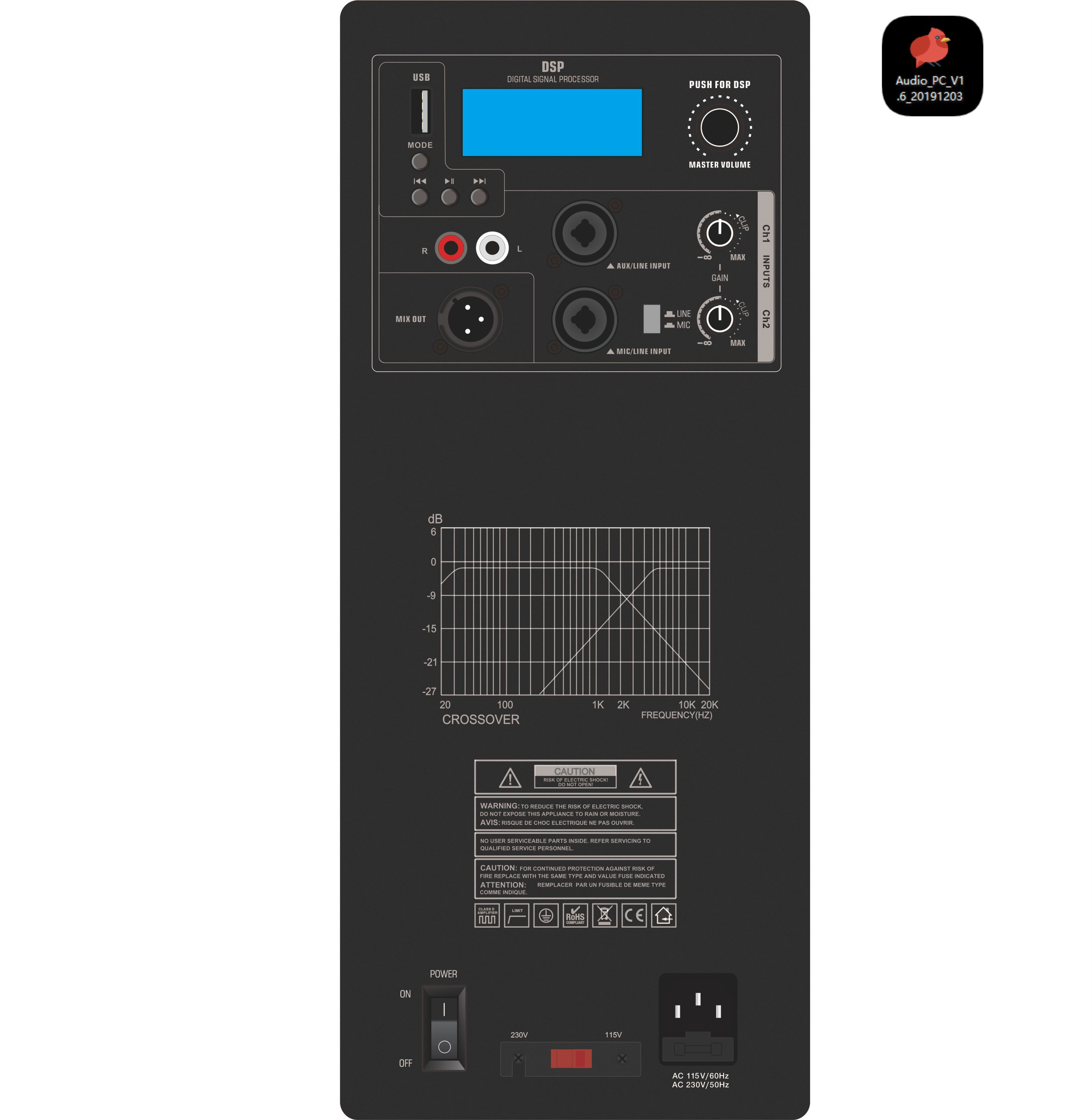 Amplificateur de haut-parleur actif pleine gamme DSP1906