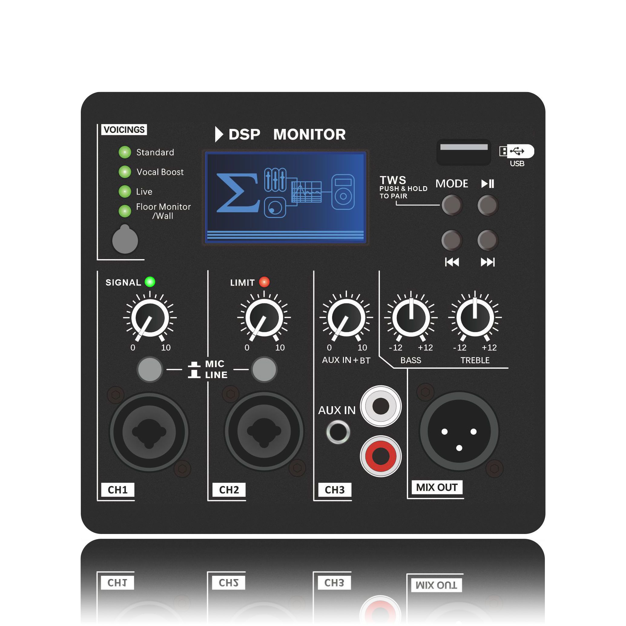DSP1807 Amplificateur de haut-parleur actif 2 voies DSP