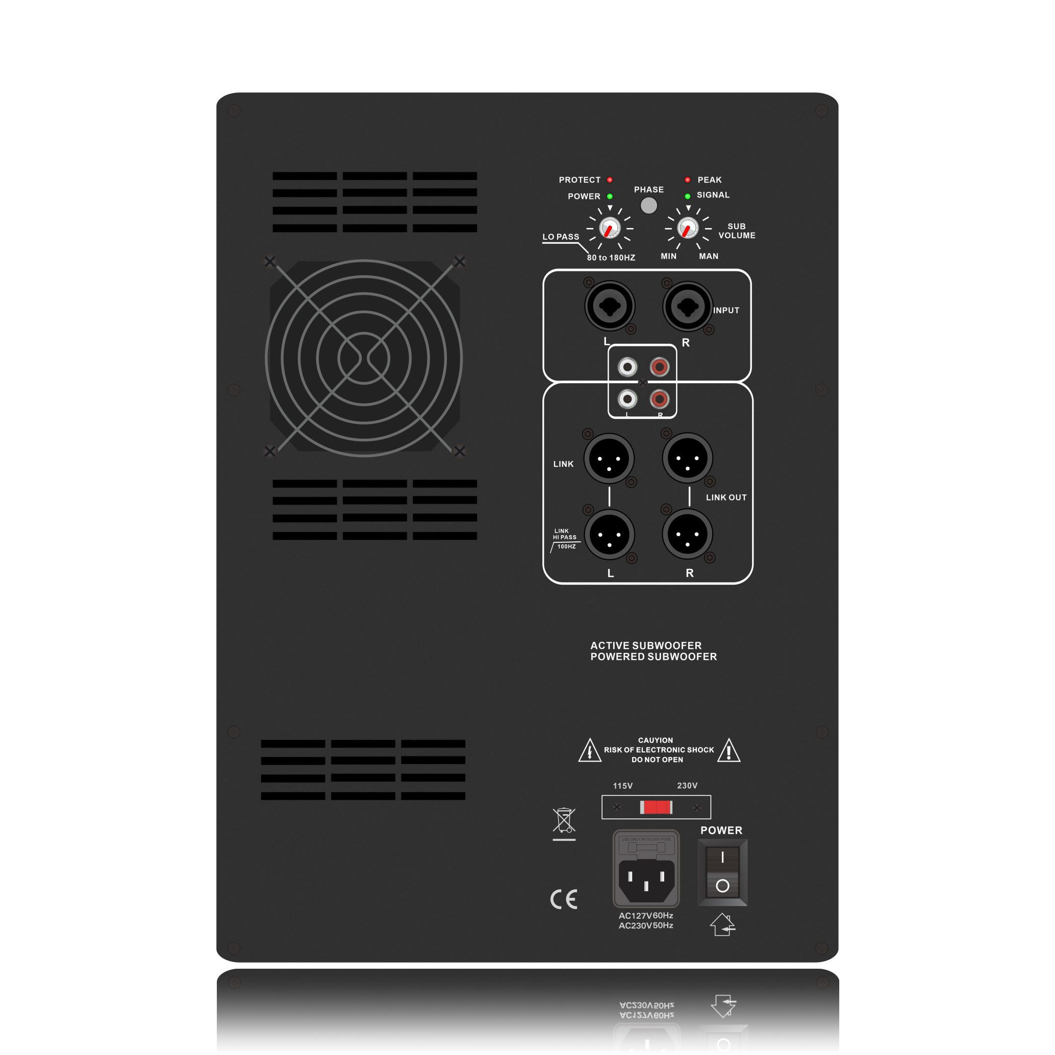 Amplificateur de caisson de basses alimenté SUB18-2.1 classe AB