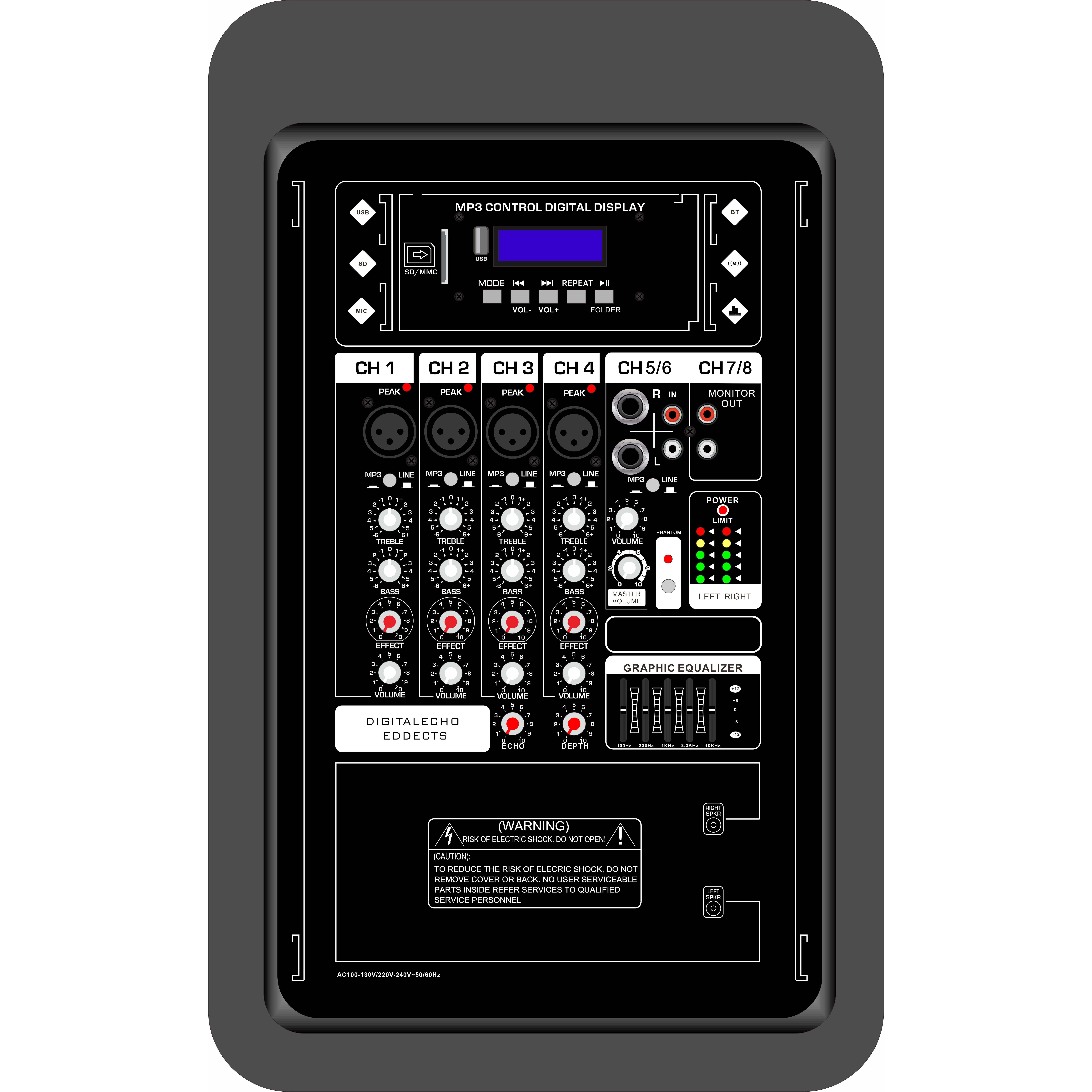 Amplificateur mélangeur alimenté par système bidirectionnel compact de 10 pouces EON210A